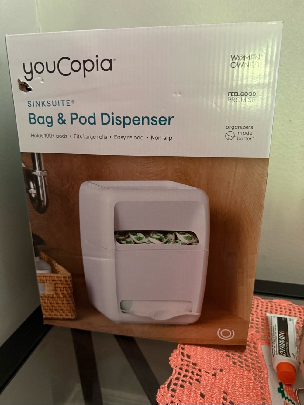 White Bag & Pod Dispenser - Countertop Organizer